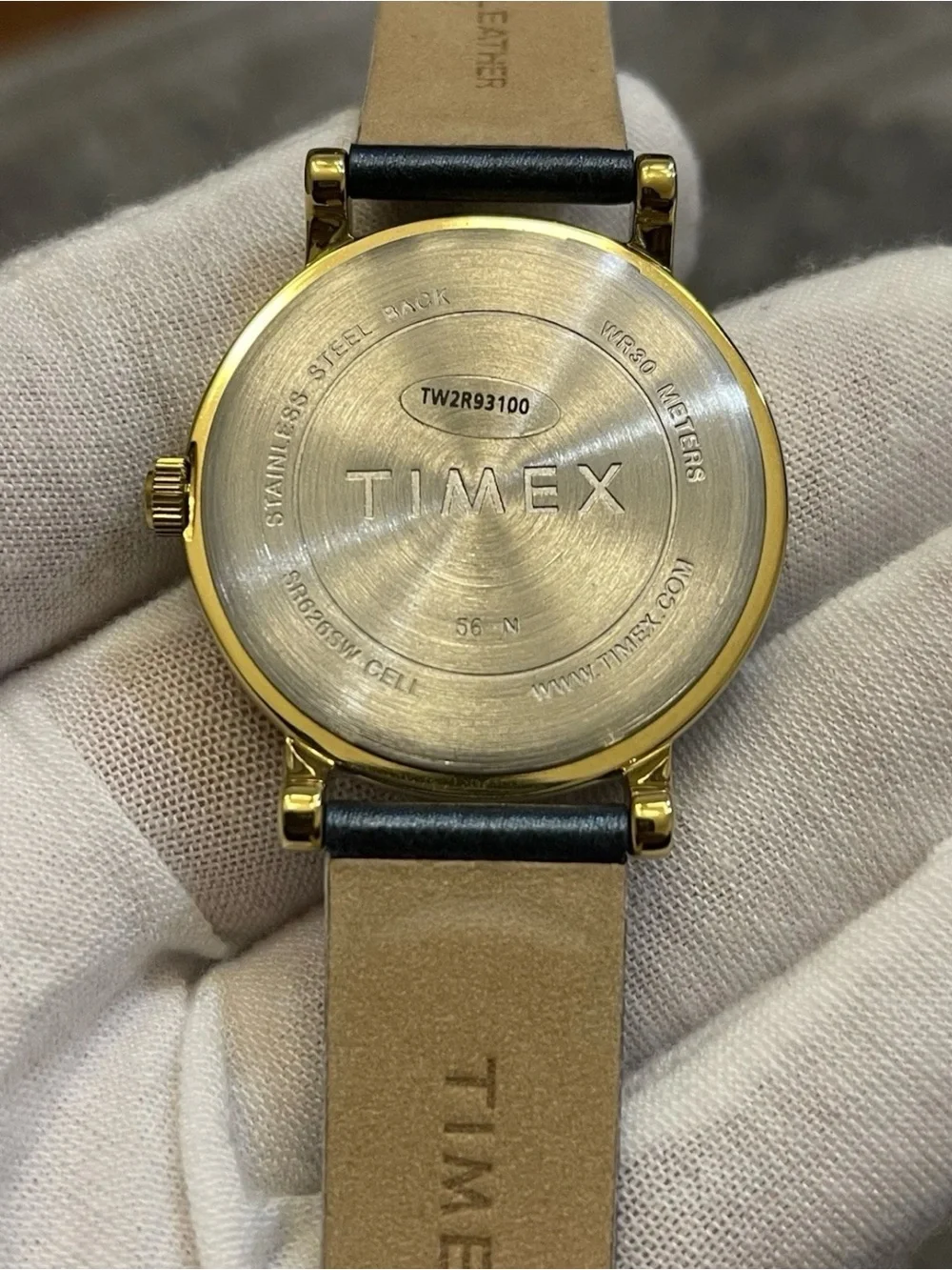 Timex Ladies Quartz Watch Gold Tone Blue Radiant Crystal Accent Dial TW2R93100